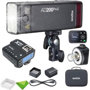 GODOX AD200 Pro II AD200ProII مع X2T-S Trigger 200Ws 2.4G TTL Flash Strobe، 500 ومضات طاقة كاملة، وقت إعادة التدوير تقريبًا 0.01 ~ 1.8s فلاش ستروب الجيب لكاميرات Canon، Sony، Nikon، إلخ (ترقية AD200Pro) in Kuwait
