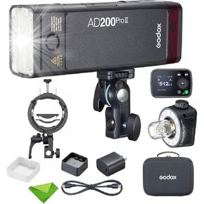 GODOX AD200 Pro II AD200ProII مع S3 Speedlite Bracket 200Ws 2.4G TTL Flash Strobe، 500 ومضات طاقة كاملة، وقت إعادة التدوير تقريبًا 0.01 ~ 1.8s فلاش ستروب الجيب لكاميرات Canon، Sony، Nikon، Fuji، إلخ in Kuwait