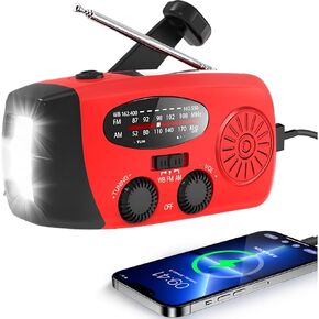 Hand Crank Emergency Radio, AM/FM/NOAA Weather Radio with 2000mAh Battery Operated, Solar Powered & USB Charging, Flashlight, Reading Light,SOS Alarm, Headphone Jack for Outdoor Indoor in Saudi Arabia