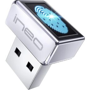 قارئ بصمات الأصابع USB من ineo لنظام Windows Hello، مفتاح أمان مدمج للتوصيل والتشغيل، فضي [FP01] in Kuwait