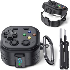 Secure Lock Case for Galaxy Buds 4 Pro Case and Buds 4 Case, Rugged Hard Shell with Cleaner Kit and Keychain for Men Boy Women, Funny Game Cover for Samsung Galaxy Buds 4/4 Pro 2026, Black in Kuwait