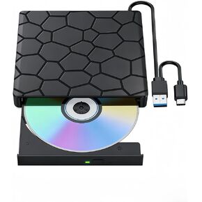 محرك أقراص Blu-ray BD/DVD/CD الخارجي من Gingo - ناسخ أقراص ضوئية USB 3.0 وقارئ وناسخ مع تشغيل ثلاثي الأبعاد، يعمل بسلاسة مع أجهزة الكمبيوتر المحمولة وأجهزة الكمبيوتر المكتبية وأجهزة Windows وMac وLinux in Kuwait
