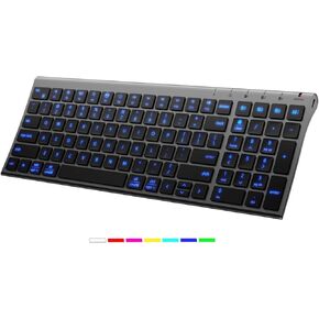 iClever Backlit Bluetooth Keyboard for Mac, BK10 Pro Ultra Slim Wireless Keyboard, Multi-Device, 7-Color Backlight, Standard Full-Size Keys, Rechargeable Compatible with Mac, Windows, iPad, Android in Saudi Arabia
