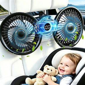 Rechargeable Car Backseat Fans for Backseat for Kids, Car Headrest Seat Fans for Baby Rear Facing Back Seat (Battery Operated) in Saudi Arabia