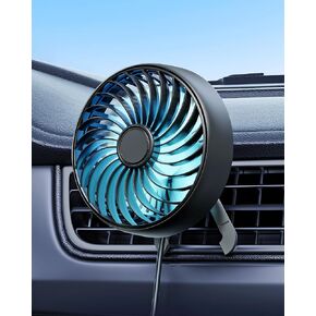USB AC Fan for Car SUV Van Pickup Truck RV Vehicles Air Vent, Car Vent Fan to Boost Cooling Air Circulation, Colorful Lighting Car Clip On Fan 3 Speed Setting 360 Rotating Quiet Running in Saudi Arabia
