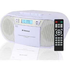 مشغل أقراص مضغوطة Boombox محمول، مجموعة مشغل كاسيت مع CD MP3 Bluetooth AUX TF USB FM راديو AC/DC يعمل بالطاقة، صندوق بوم مع جهاز تحكم عن بعد، مقبس سماعة الرأس، صوت ستيريو للمنزل، الأطفال، هدية in Kuwait
