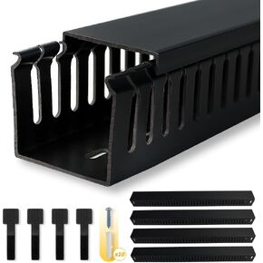 Cable Raceway, 95" Open Slot Cable Management Kit with Upgraded Snap Structure,Wire Cover Cord Hider for Under Desk&Industrial Network/PC/TVs- 23.6" X 1.97" X 2.4" X 4PCS (LWH,Black) in Kuwait