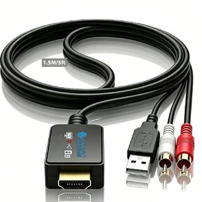 eSynic Portable eARC Audio Extractor-5 ft Long-Integrated Cable Designed-USB Powerd-192KHZ ARC to RCA Audio Adapter-Plug& Play-Only PCM/LPCM 2.0 Formats-Only from HDTV to L/R Stereo Audio System in Kuwait