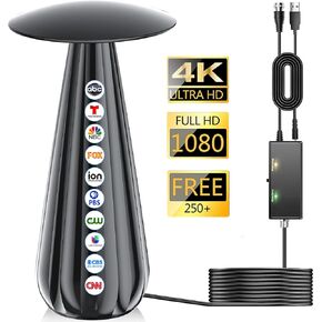 هوائي تلفزيون داخلي بنطاق 3600+ ميل، هوائي رقمي 2026 للتلفزيون الذكي، هوائي HDTV للقنوات المحلية مع مضخم إشارة، يدعم 4k 8k 1080p جميع أجهزة التلفاز - كابل محوري بطول 38 قدم in Kuwait