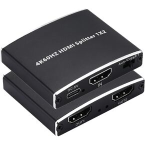 2026 مقسم HDMI 2.0b مطور 4K@60 هرتز 1 في 2 مخرج، 4K HDMI Splitter مكرر فقط، يدعم 18 جيجابت في الثانية HDCP2.2 HDR 3D Dolby Vision، متوافق مع صندوق التلفزيون، PS5، مشغل DVD in Kuwait
