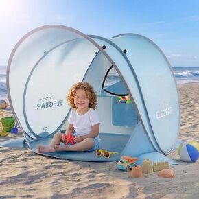 Elegear Pop Up Baby Beach Tent with Mini Canopy, CumbreX™ UPF 50+ UV Protection Baby Tent Sun Shelter, 1S Setup Portable Baby Beach Essentials Shade for Infant Toddler Outdoor Indoor Play - Blue in Kuwait