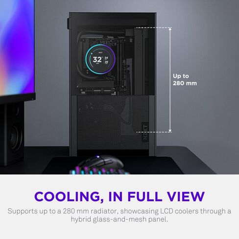 NZXT H2 Flow – Mini-ITX 20.7L High Airflow PC Case – Includes 2 x 120mm Top Fans & PCIe 5.0 Riser Cable – 331mm GPU – 280mm Radiator – Black in Saudi Arabia