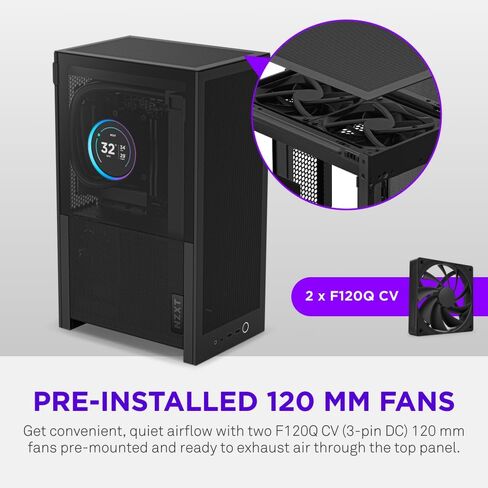 NZXT H2 Flow – Mini-ITX 20.7L High Airflow PC Case – Includes 2 x 120mm Top Fans & PCIe 5.0 Riser Cable – 331mm GPU – 280mm Radiator – Black in Saudi Arabia