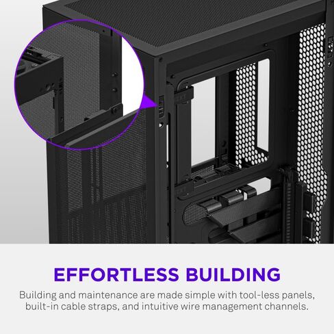 NZXT H2 Flow – Mini-ITX 20.7L High Airflow PC Case – Includes 2 x 120mm Top Fans & PCIe 5.0 Riser Cable – 331mm GPU – 280mm Radiator – Black in Saudi Arabia