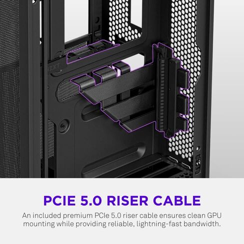 NZXT H2 Flow – Mini-ITX 20.7L High Airflow PC Case – Includes 2 x 120mm Top Fans & PCIe 5.0 Riser Cable – 331mm GPU – 280mm Radiator – Black in Saudi Arabia