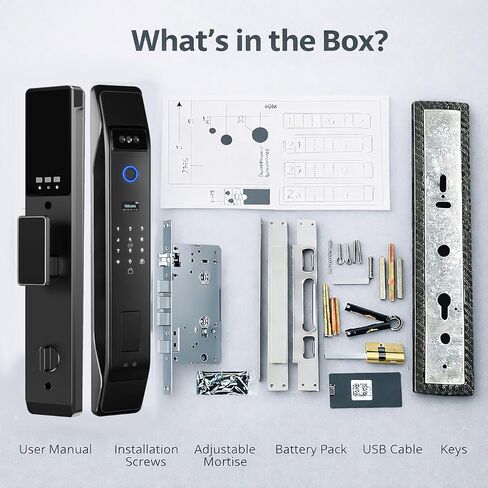 3D Face Recognition Smart Door Lock with Video Intercom, Tuya App Remote Access, Biometric Fingerprint & Palm Print Unlock, Heavy Duty Aluminum Mortise Lock for Home & Office (Black) in Saudi Arabia