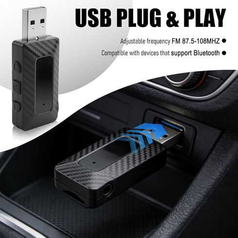 محول بلوتوث USB لاستريو السيارة، مستقبل إرسال FM بلوتوث 5.3 لاسلكي لـ FM+AUX، محول USB عالمي إلى بلوتوث لاستريو السيارة، أجهزة ستريو منزلية، كمبيوتر in Saudi Arabia