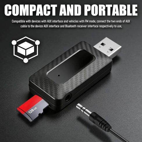 محول بلوتوث USB لاستريو السيارة، مستقبل إرسال FM بلوتوث 5.3 لاسلكي لـ FM+AUX، محول USB عالمي إلى بلوتوث لاستريو السيارة، أجهزة ستريو منزلية، كمبيوتر in Saudi Arabia