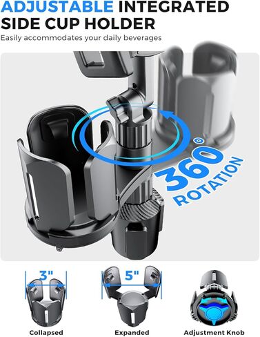 eSamcore Tablet Holder for Car Cup Holder Mount, 14" Height Adjustable iPad Holder for Truck, Cupholder Tablet Stand with Extra Drink Holder, Fits iPad Pro Air Mini, iPhone 17 16 Pro Max, Galaxy Tab in Saudi Arabia