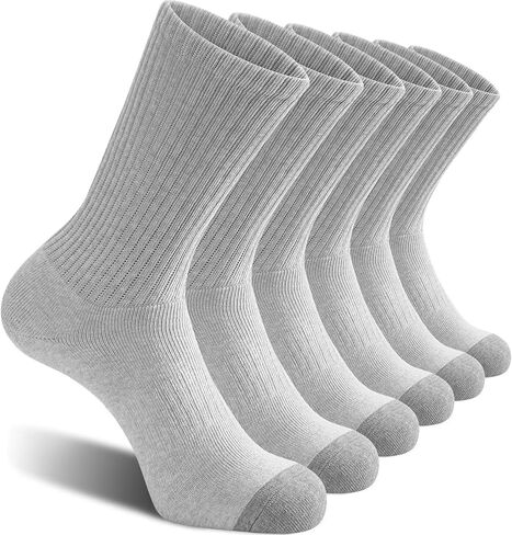 CS CELERSPORT 6 Pack Men's Cotton Athletic Crew Socks Full Cushioned Work Boot Socks in Kuwait