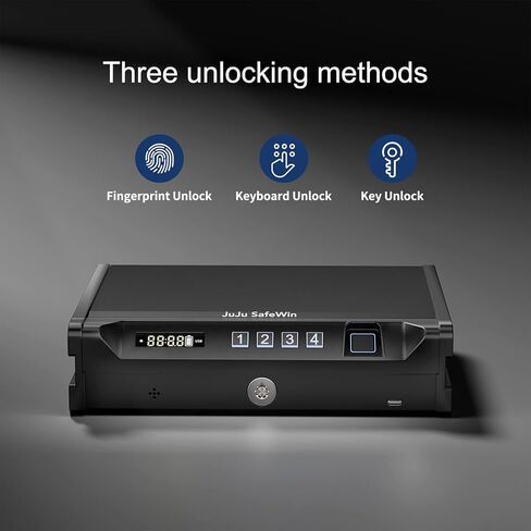 Biometric Quick Access Gun Safe for 2 9mm Pistols,3-Ways Unlock Fingerprint Digital PIN Key,Portable Handgun Safe with LCD Screen,Lock Box for Home Bedroom Bedside Nightstand and Car,JuJuSafeWin in Saudi Arabia