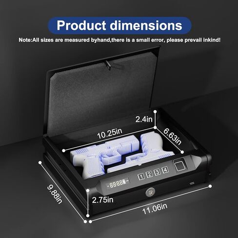 Biometric Quick Access Gun Safe for 2 9mm Pistols,3-Ways Unlock Fingerprint Digital PIN Key,Portable Handgun Safe with LCD Screen,Lock Box for Home Bedroom Bedside Nightstand and Car,JuJuSafeWin in Saudi Arabia