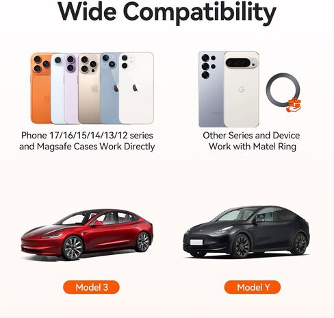 حامل هاتف Tesla للطراز 3/Y: [شفط آمن للشاشة] لملحقات Tesla Model 3/Y/Juniper لحامل السيارة Magsafe، حامل هاتف مغناطيسي للسيارة، مناسب لسلسلة iPhone 12-17 وحافظات Magsafe in Saudi Arabia