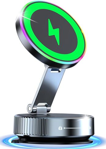 لشاحن السيارة Magsafe، شاحن سيارة لاسلكي سريع الشحن بقدرة 15 وات [شفط 120 رطل ومغناطيس 3800 جرام] قابل للتعديل بزاوية 780 درجة، حامل هاتف مغناطيسي لسيارتك لهواتف iPhone وAndroid، حامل دوار معدني in Kuwait