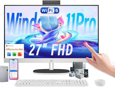 كمبيوتر مكتبي HP الكل في واحد بشاشة لمس 27 بوصة، AMD Ryzen AI 7 350 (يصل إلى 5.0 جيجا هرتز)، ذاكرة وصول عشوائي DDR5 سعة 32 جيجابايت، 2T SSD، شاشة FHD IPS، WiFi6، بلوتوث 5.4، Windows 11 Pro، Copilot+ AI PC، لوحة مفاتيح وماوس، ملحقات in Saudi Arabia