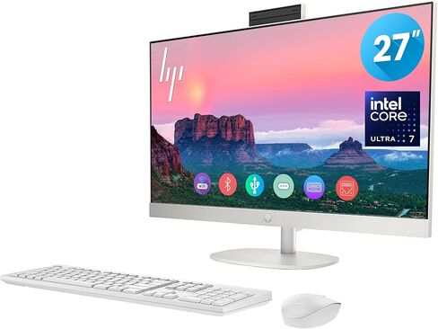 كمبيوتر HP الكل في واحد بشاشة لمس 27 بوصة، معالج Intel Core Ultra 7-155U (12 كور)، ذاكرة الوصول العشوائي DDR5 سعة 16 جيجابايت، SSD PCIe 1 تيرابايت، شاشة IPS Full HD (1920 × 1080)، HDMI، لوحة مفاتيح وماوس لاسلكي، ويندوز 11، أبيض in Saudi Arabia