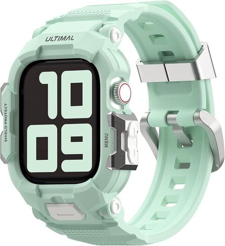 حزام حماية رياضي ULTIMAL متوافق مع Apple Watch SE 3/2/1 & Series 11 10 9 8 7 6 5 4 42 مم 41 مم 40 مم، مصد متين مقاوم للصدمات والخدش للنساء والرجال (أسود) in Kuwait