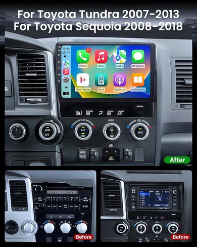 for Toyota Tundra 2007-2013 Sequoia 2008-2018 Radio Stereo Upgrade: Wireless CarPlay Android Auto, 10.2 Inch 1280x800 IPS Head Unit, Bluetooth 5.0 GPS WiFi6 FM SWC 2G+64G Android 15 in Saudi Arabia