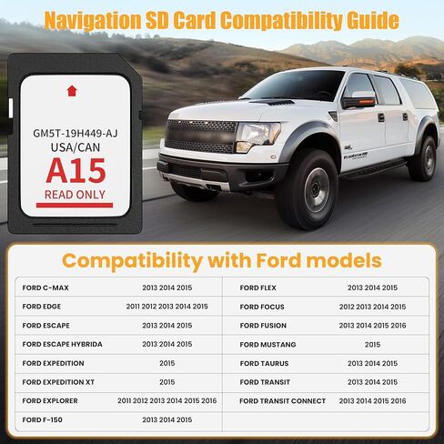 2026 Latest A15 Navigation SD Card Map Accessory for Ford Lincoln, F-150 Explorer Fusion Expedition Escape Edge MKC MKZ MKX Sync 2 Navigation SD Card Accessories Update USA/Canada Maps, GM5T-19H449-AJ in Saudi Arabia