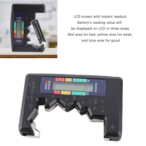 Digital LCD Universal Battery Checker, for AA AAA C D 9V & 1.5V Cells Battery Tester, Rechargeable Batteries Capacity Meter for Home (Black) in Saudi Arabia