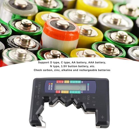 Digital LCD Universal Battery Checker, for AA AAA C D 9V & 1.5V Cells Battery Tester, Rechargeable Batteries Capacity Meter for Home (Black) in Saudi Arabia