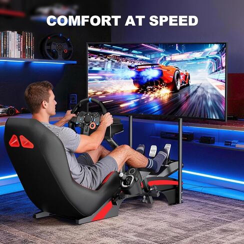 DIWANGUS Sim Racing Cockpit مع حامل شاشة - F1 Style Steel Racing Simulator Cockpit مع مقعد متوافق مع ألعاب Logitech Thrustmaster Fanatec Moza Racing in Kuwait