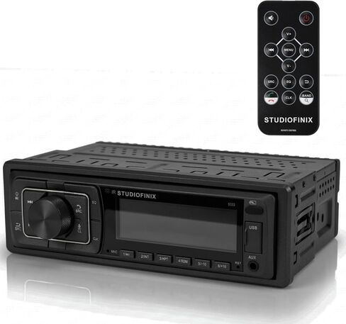 جهاز استقبال ستيريو للسيارة البحرية STUDIOFINIX Single Din Bluetooth 5.1، وحدة رأس صوت 240 وات مع تحكم بالأشعة تحت الحمراء والتطبيق، راديو FM/AM، ميكروفون مدمج وEQ، USB/SD/AUX/MP3 لشاحنة سيارة 12 فولت RV ATV UTV Boat (أسود) in Saudi Arabia