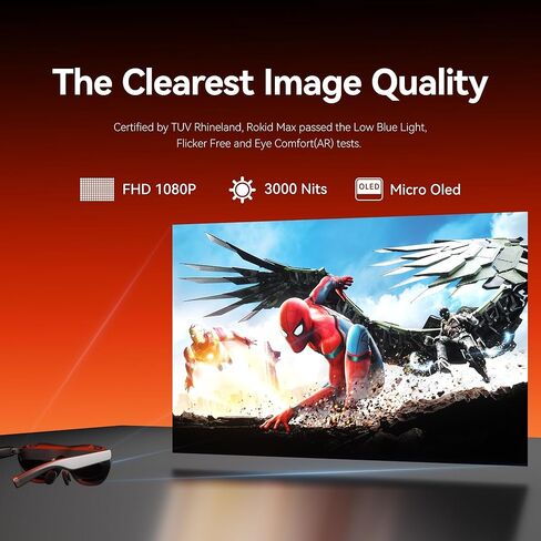 نظارات Rokid Max2 AR باللون الأسود، شاشة Micro-OLED مقاس 215 بوصة، مجال رؤية 50 درجة، سطوع 600 شمعة في المتر المربع، متوافقة مع الهواتف الذكية وأجهزة الكمبيوتر المحمولة التي تعمل بنظام Windows وأجهزة Ipad منذ عام 2020 in Kuwait