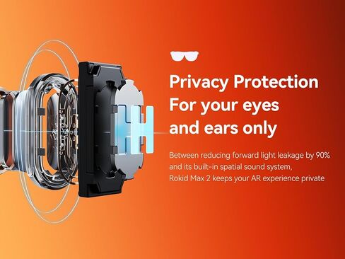 نظارات Rokid Max2 AR باللون الأسود، شاشة Micro-OLED مقاس 215 بوصة، مجال رؤية 50 درجة، سطوع 600 شمعة في المتر المربع، متوافقة مع الهواتف الذكية وأجهزة الكمبيوتر المحمولة التي تعمل بنظام Windows وأجهزة Ipad منذ عام 2020 in Kuwait