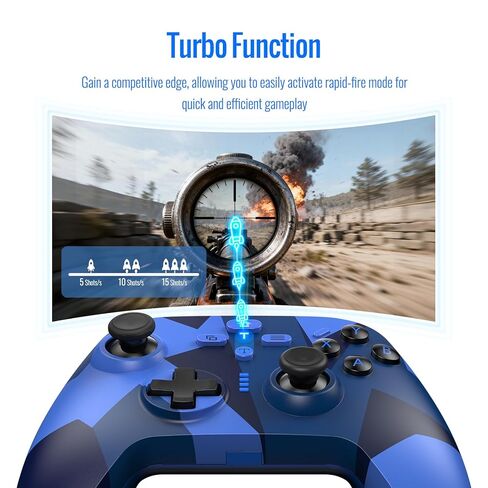 BETMI لوحدة تحكم Xbox اللاسلكية مع ماكرو قابلة للبرمجة/Turbo/Remappable/اهتزاز مزدوج/مع محول، لوحة ألعاب 2.4 جيجا هرتز متوافقة مع Xbox One، Xbox Series X/S، الكمبيوتر الشخصي (أزرق) in Kuwait