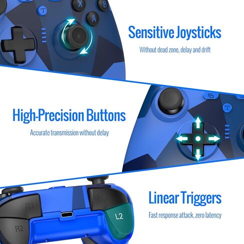 BETMI لوحدة تحكم Xbox اللاسلكية مع ماكرو قابلة للبرمجة/Turbo/Remappable/اهتزاز مزدوج/مع محول، لوحة ألعاب 2.4 جيجا هرتز متوافقة مع Xbox One، Xbox Series X/S، الكمبيوتر الشخصي (أزرق) in Kuwait