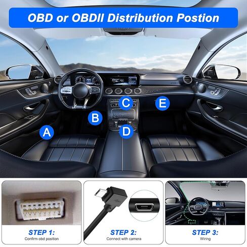 XMSJSIY OBD Power Cable for Dash Camera 90 Degree Right Angle Micro USB to OBD Parking Monitor Cable 12V-24V to 5V Dash Cam Hardwire Kit with Voltage Display and Low Voltage Protection - 3.5M/11.48FT in Saudi Arabia