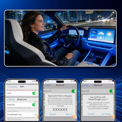 2026 Upgrade 3 in 1 Wireless Carplay Mirror Link Adapter for iPhone/Apple/Android Phone to Car Screen, Auto Connect-Orange in Saudi Arabia