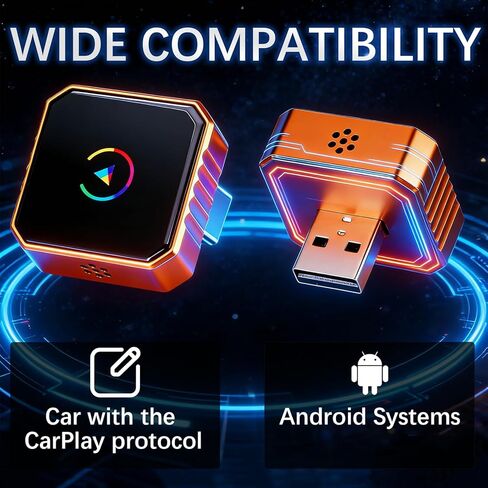 2026 Upgrade 3 in 1 Wireless Carplay Mirror Link Adapter for iPhone/Apple/Android Phone to Car Screen, Auto Connect-Orange in Saudi Arabia