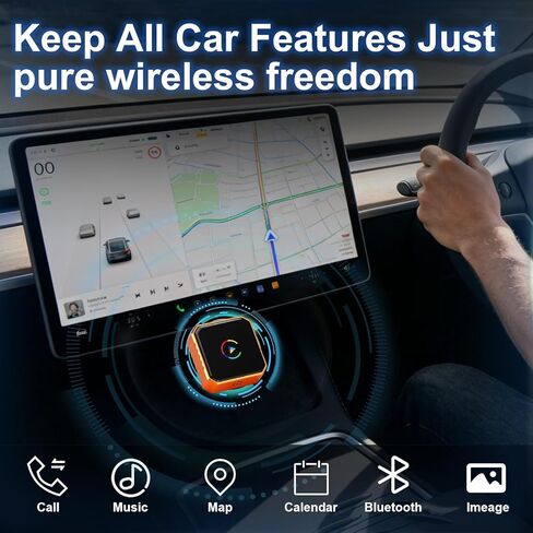 2026 Upgrade 3 in 1 Wireless Carplay Mirror Link Adapter for iPhone/Apple/Android Phone to Car Screen, Auto Connect-Orange in Saudi Arabia