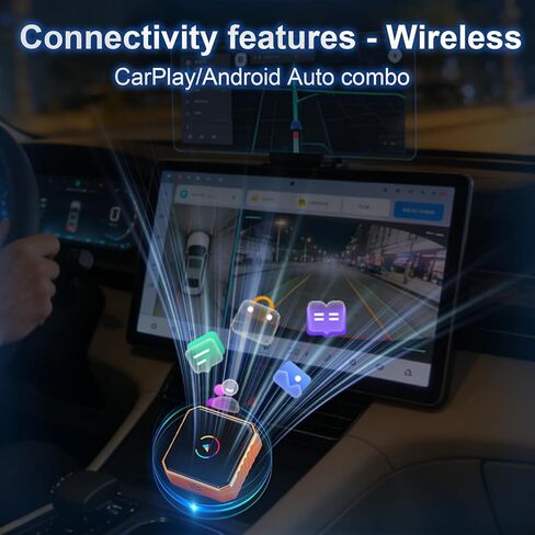 2026 Upgrade 3 in 1 Wireless Carplay Mirror Link Adapter for iPhone/Apple/Android Phone to Car Screen, Auto Connect-Orange in Saudi Arabia