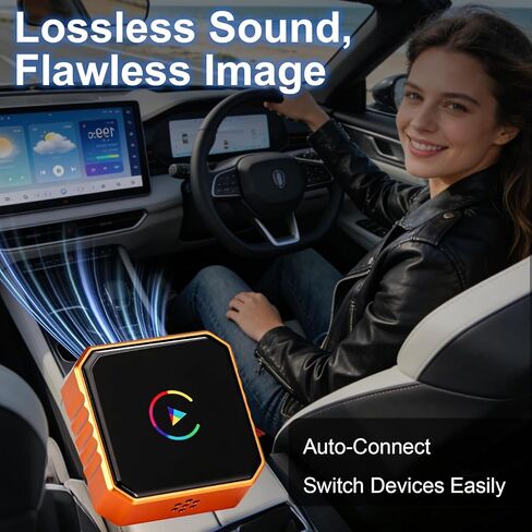 2026 Upgrade 3 in 1 Wireless Carplay Mirror Link Adapter for iPhone/Apple/Android Phone to Car Screen, Auto Connect-Orange in Saudi Arabia