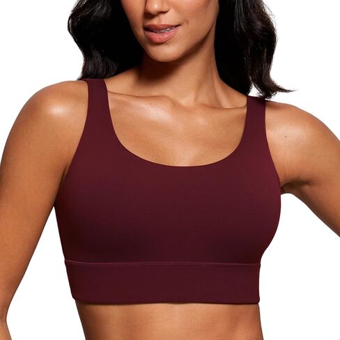 حمالات صدر رياضية طويلة من CRZ YOGA Butterluxe U Back للنساء - بلوزة قصيرة مبطنة لليوجا ومبطنة برقبة واسعة مع وسادات مدمجة باللون الأزرق اللامع مقاس X-Large in Saudi Arabia
