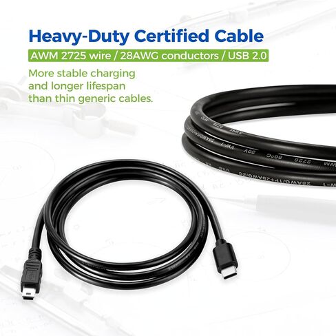 كابل شحن USB صغير إلى USB-C لمبدعي Logitech Blue Yeti USB ميكروفون، Garmin GPS، وحدة تحكم PlayStation 3، آلة حاسبة رسومية TI-84 Plus CE، كاميرا، كاميرا داش، MP3 والمزيد in Saudi Arabia
