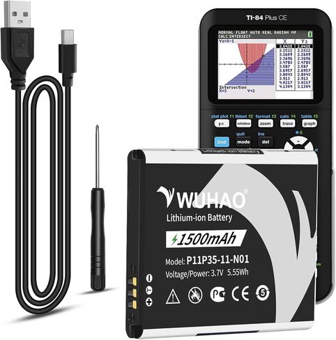 TI-84 Plus CE Battery Replacement for Texas Instruments TI-84 Plus CE Graphing Calculator Fix TI-Nspire CX II/Color TI Nspire CX P11P35-11-N01 3.7L12005SPA with USB Charger Cable and Tool in Saudi Arabia